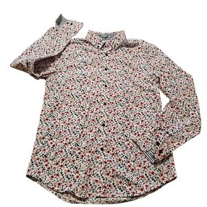 Denim & Flower Floral Blouse Button Down 100% Cotton Long Sleeve Womens Small